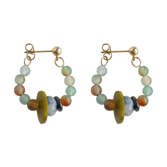 Agate Orbit - 14K Gold-Plated Natural Agate Drop Earrings