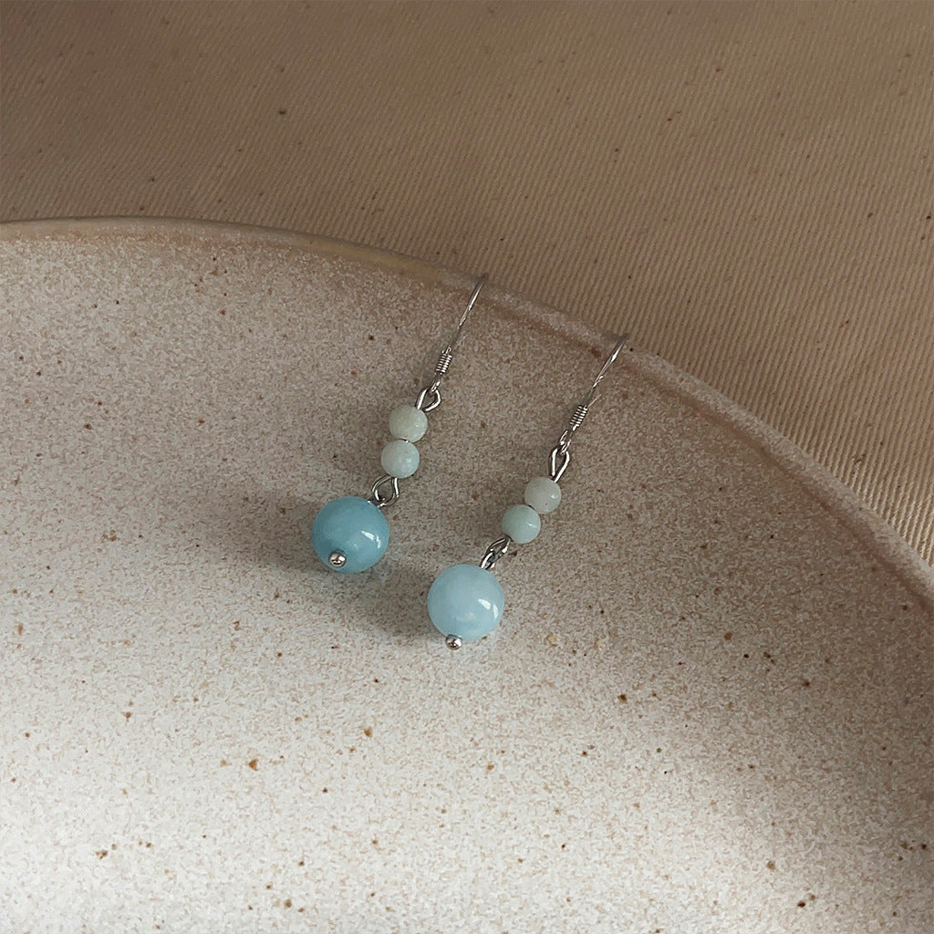 Blue Rain - 14K Gold-Plated Natural Blue Chalcedony Drop Earrings