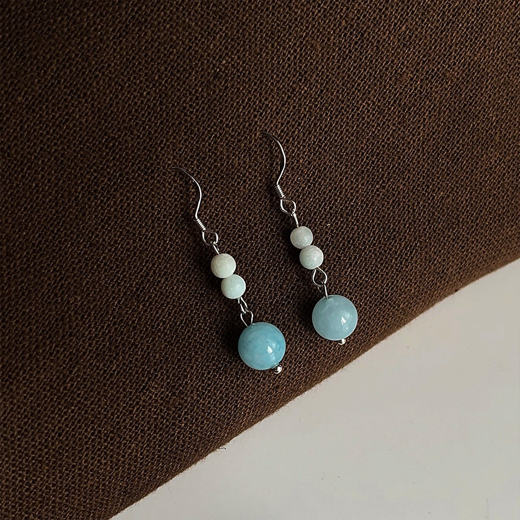 Blue Rain - 14K Gold-Plated Natural Blue Chalcedony Drop Earrings