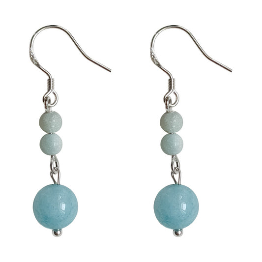 Blue Rain - 14K Gold-Plated Natural Blue Chalcedony Drop Earrings