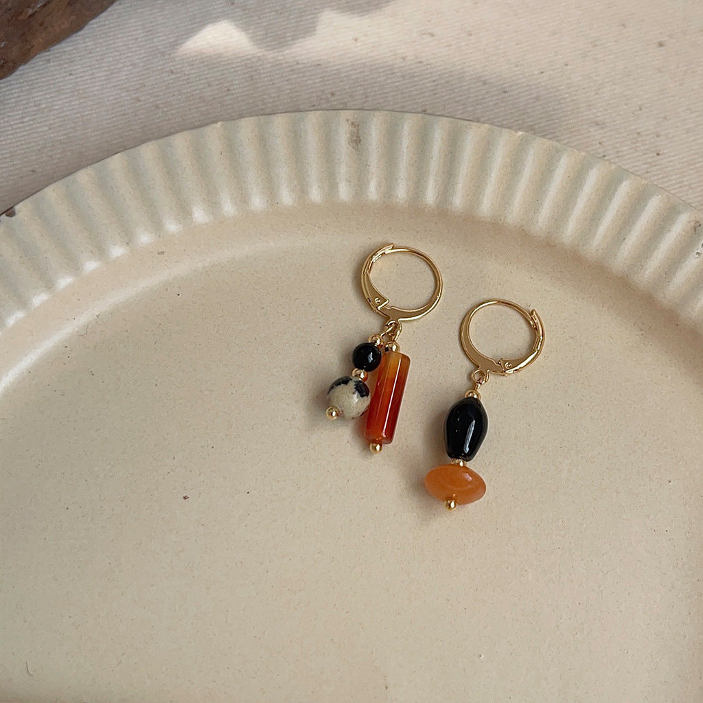 (Multiple Styles) Small Constellations - 14K Gold-Plated Natural Agate and Stone Drop Earrings