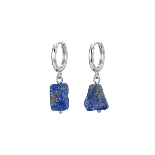 Blue Silence - 14K Gold-Plated Natural Blue Stone Drop Earrings
