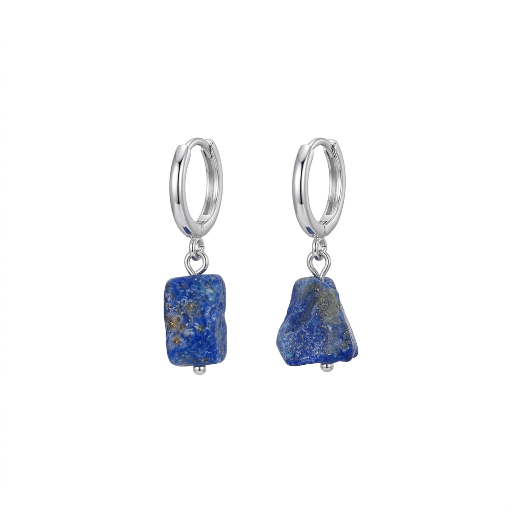 Blue Silence - 14K Gold-Plated Natural Blue Stone Drop Earrings
