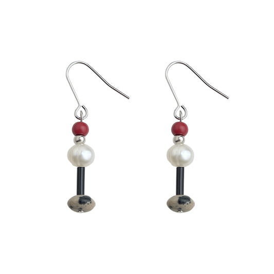 Pearl Path - White-Gold-Tone-Plated Freshwater Pearl and Stone Drop Earrings