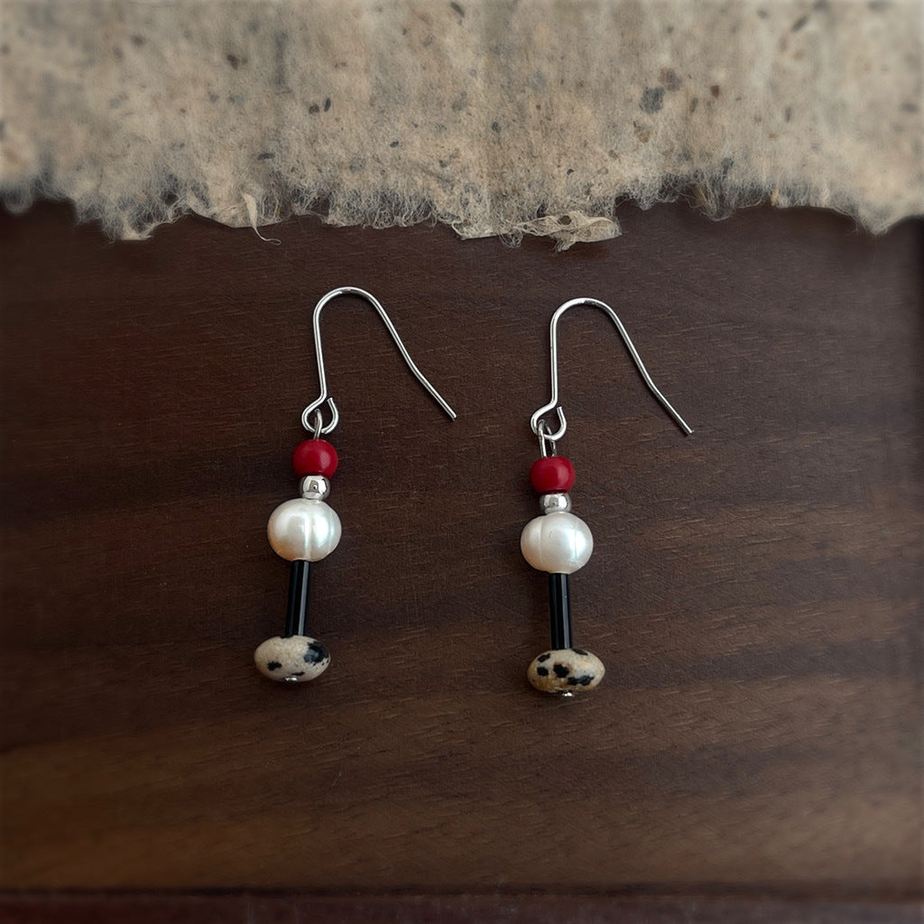 Pearl Path - White-Gold-Tone-Plated Freshwater Pearl and Stone Drop Earrings