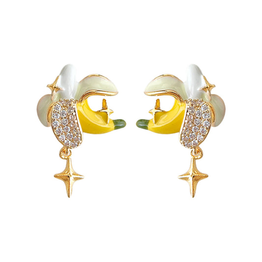 Mellow Yellow - 14K Gold-Plated Enamel Banana Stud Earrings