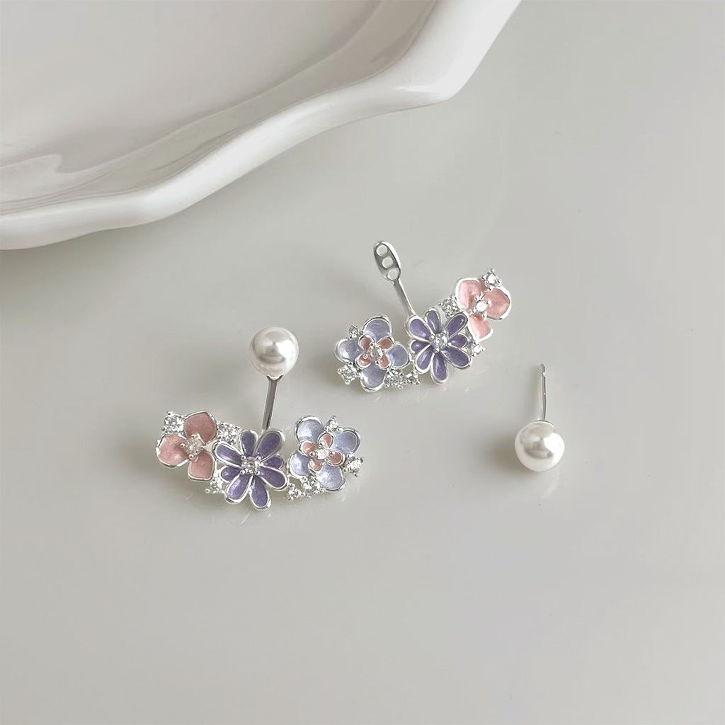 Young Grace - 14K Gold-Plated Enamel Floral Pearl Earrings