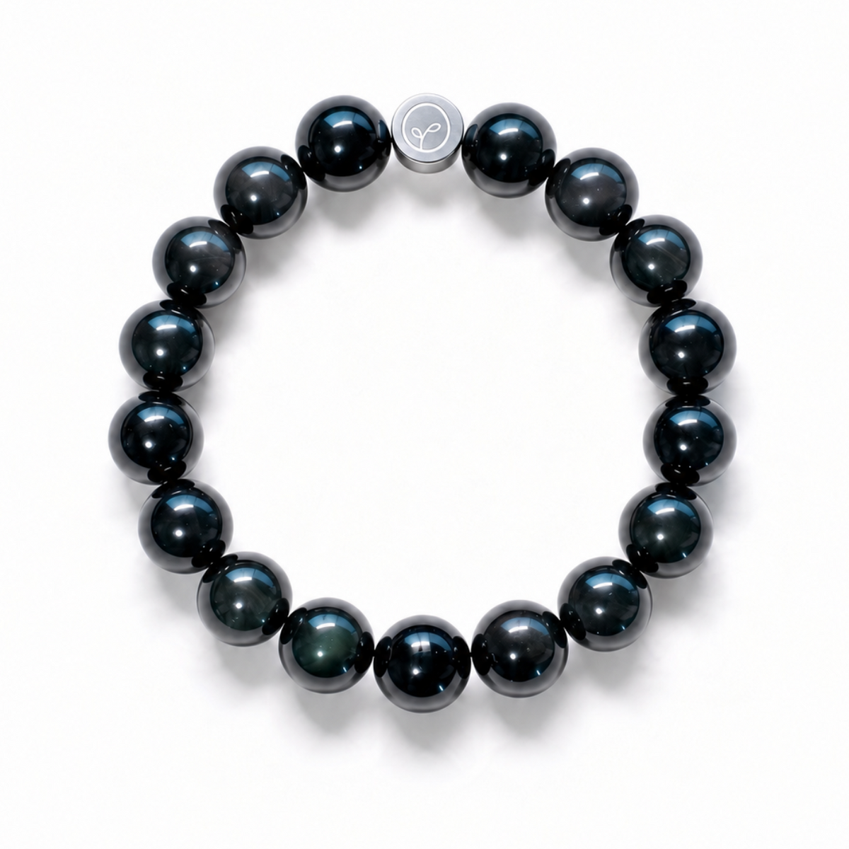 Natural Double-Eye Obsidian Stretch Bracelet