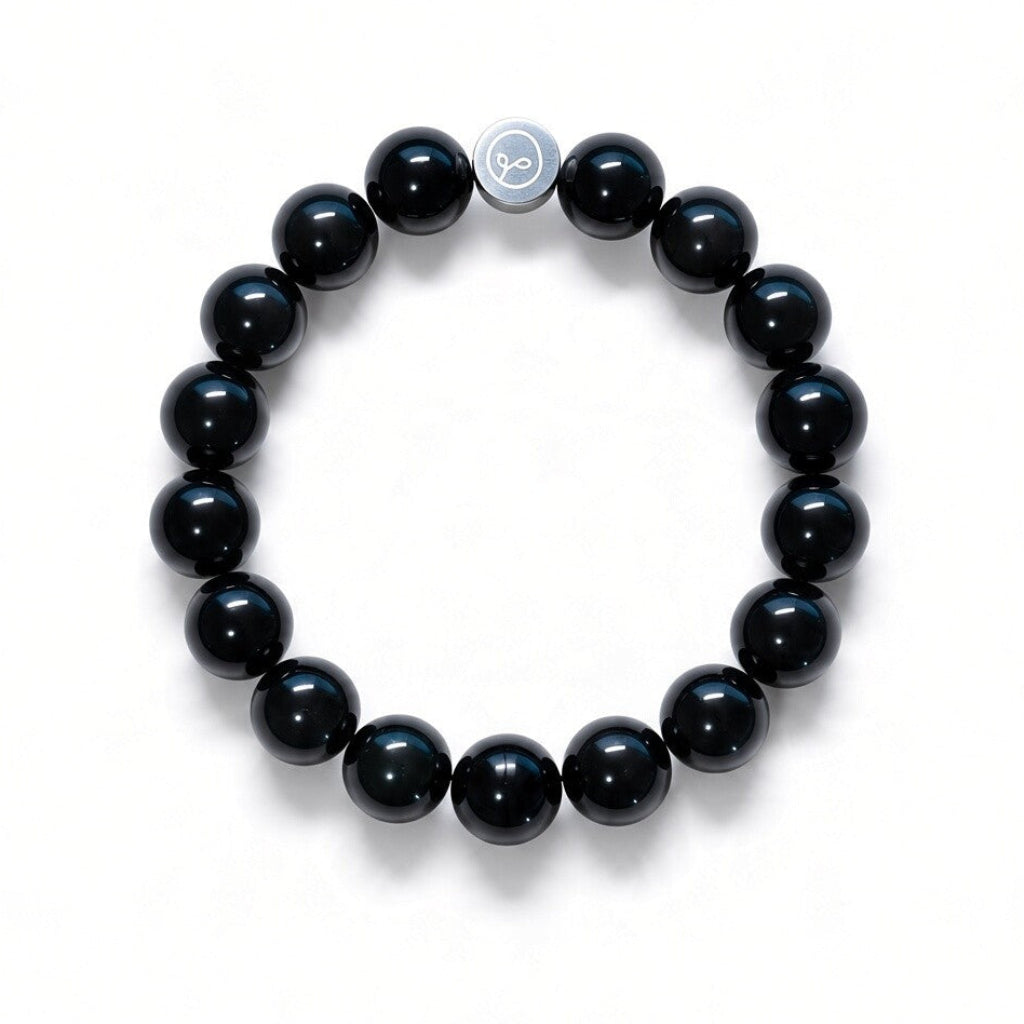 Natural Black Agate Stretch Bracelet