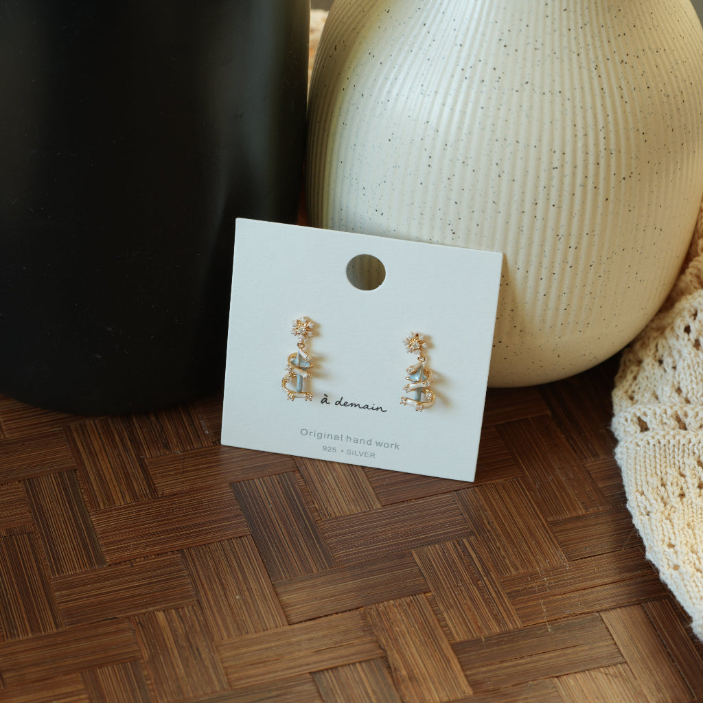 Blue Star & Snowflake Tree - 14K Gold-Plated Enamel Stud Earrings