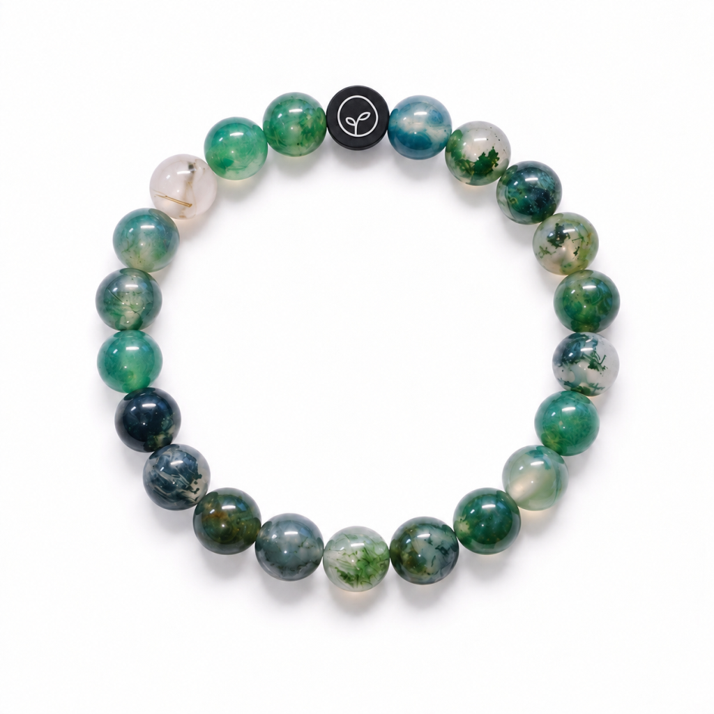 Natural Translucent Moss Agate Stretch Bracelet