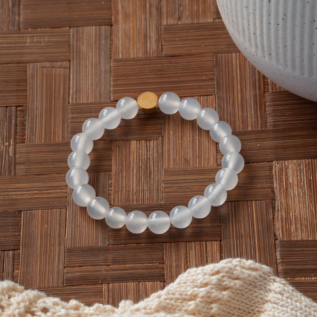 Natural White Agate Stretch Bracelet