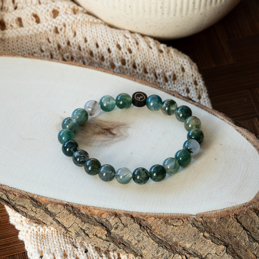 Natural Translucent Moss Agate Stretch Bracelet
