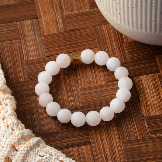 Natural Frosted Rose Quartz Stretch Bracelet