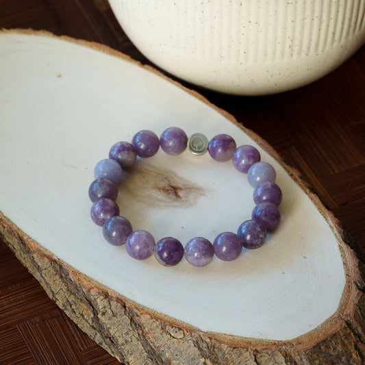 Natural Lepidolite (Purple Mica) Stretch Bracelet