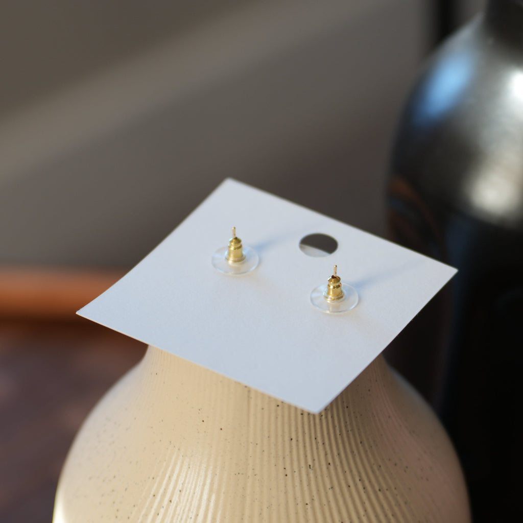 Classic Noir - 18K Gold-Plated Enamel Iris Stud Earrings