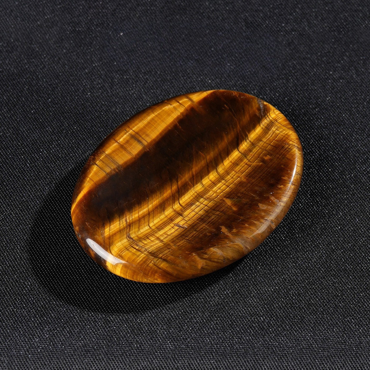 Natural Golden Tiger's Eye Concave Thumb Worry Stone