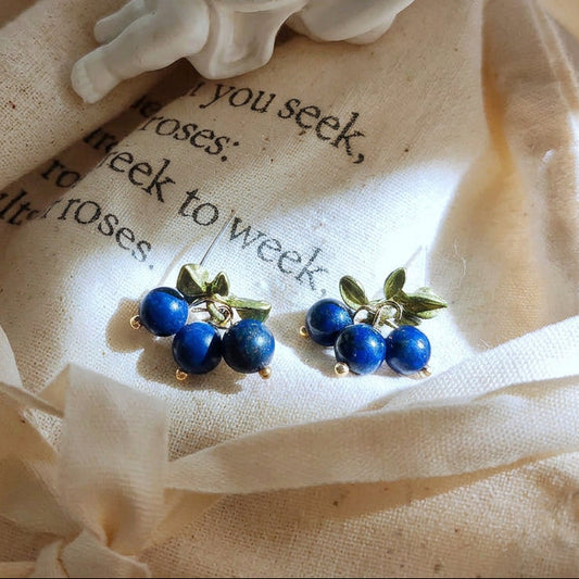 Blue Compass - 14K Gold-Plated Natural Lapis Lazuli Stud Earrings