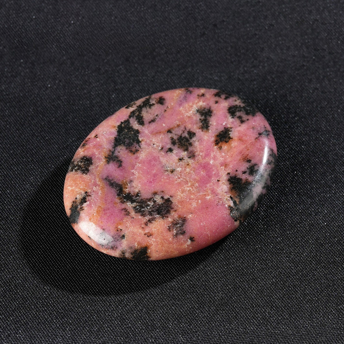 Natural Rhodonite Concave Thumb Worry Stone