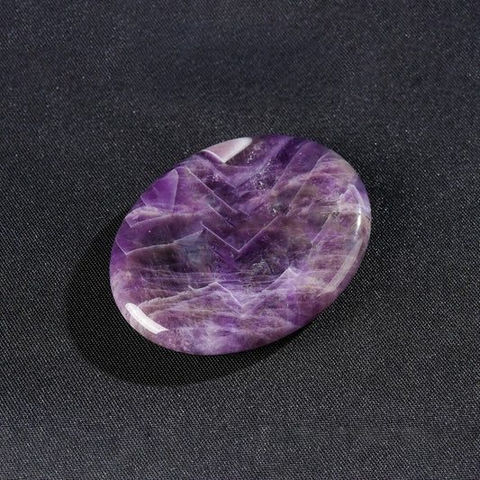 Natural Chevron Amethyst Concave Thumb Worry Stone
