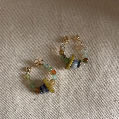 Agate Orbit - 14K Gold-Plated Natural Agate Drop Earrings