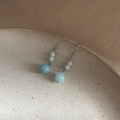 Blue Rain - 14K Gold-Plated Natural Blue Chalcedony Drop Earrings