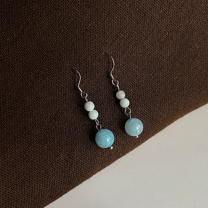 Blue Rain - 14K Gold-Plated Natural Blue Chalcedony Drop Earrings