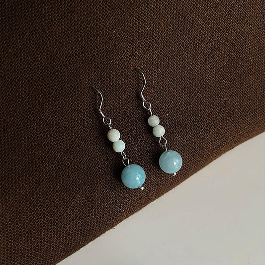 Blue Rain - 14K Gold-Plated Natural Blue Chalcedony Drop Earrings