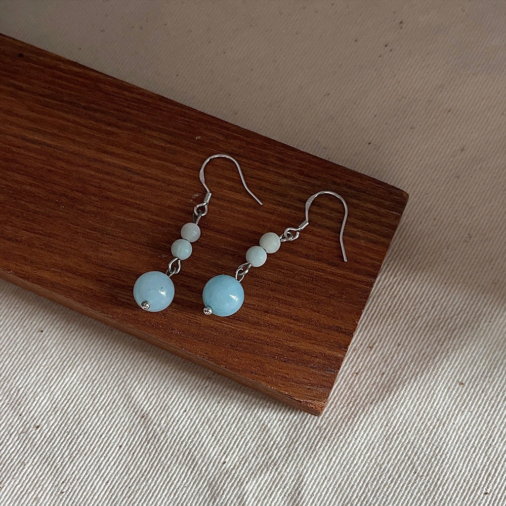 Blue Rain - 14K Gold-Plated Natural Blue Chalcedony Drop Earrings