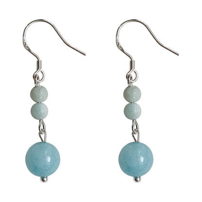 Blue Rain - 14K Gold-Plated Natural Blue Chalcedony Drop Earrings