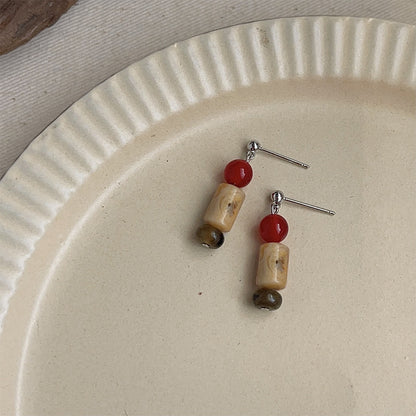 (Multiple Styles) Small Constellations - 14K Gold-Plated Natural Agate and Stone Drop Earrings