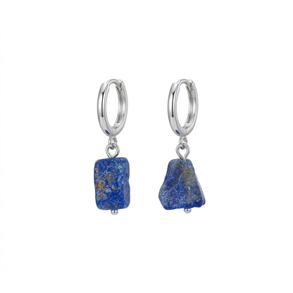Blue Silence - 14K Gold-Plated Natural Blue Stone Drop Earrings