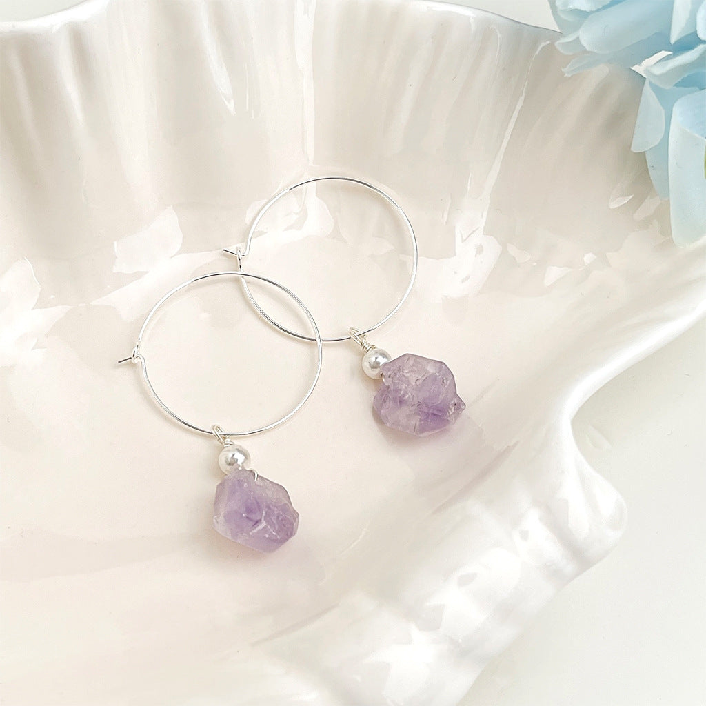 (Multiple Styles) Violet Current - 14K Gold-Plated Natural Amethyst Earrings