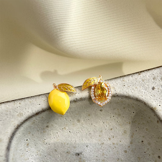 Lemon Light - 14K Gold-Plated Enamel Lemon Stud Earrings