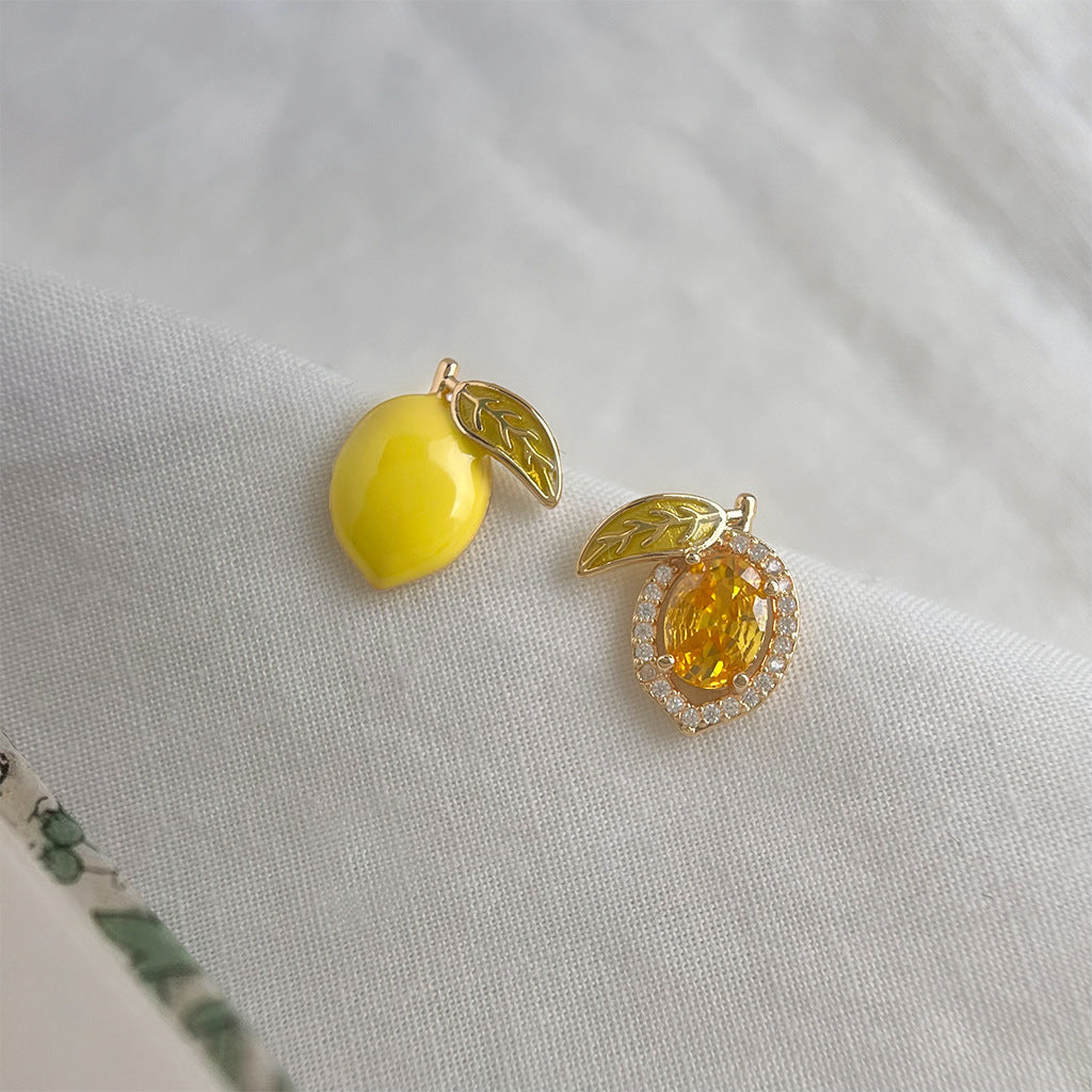 Lemon Light - 14K Gold-Plated Enamel Lemon Stud Earrings