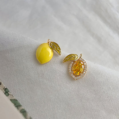 Lemon Light - 14K Gold-Plated Enamel Lemon Stud Earrings