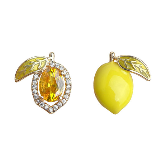 Lemon Light - 14K Gold-Plated Enamel Lemon Stud Earrings