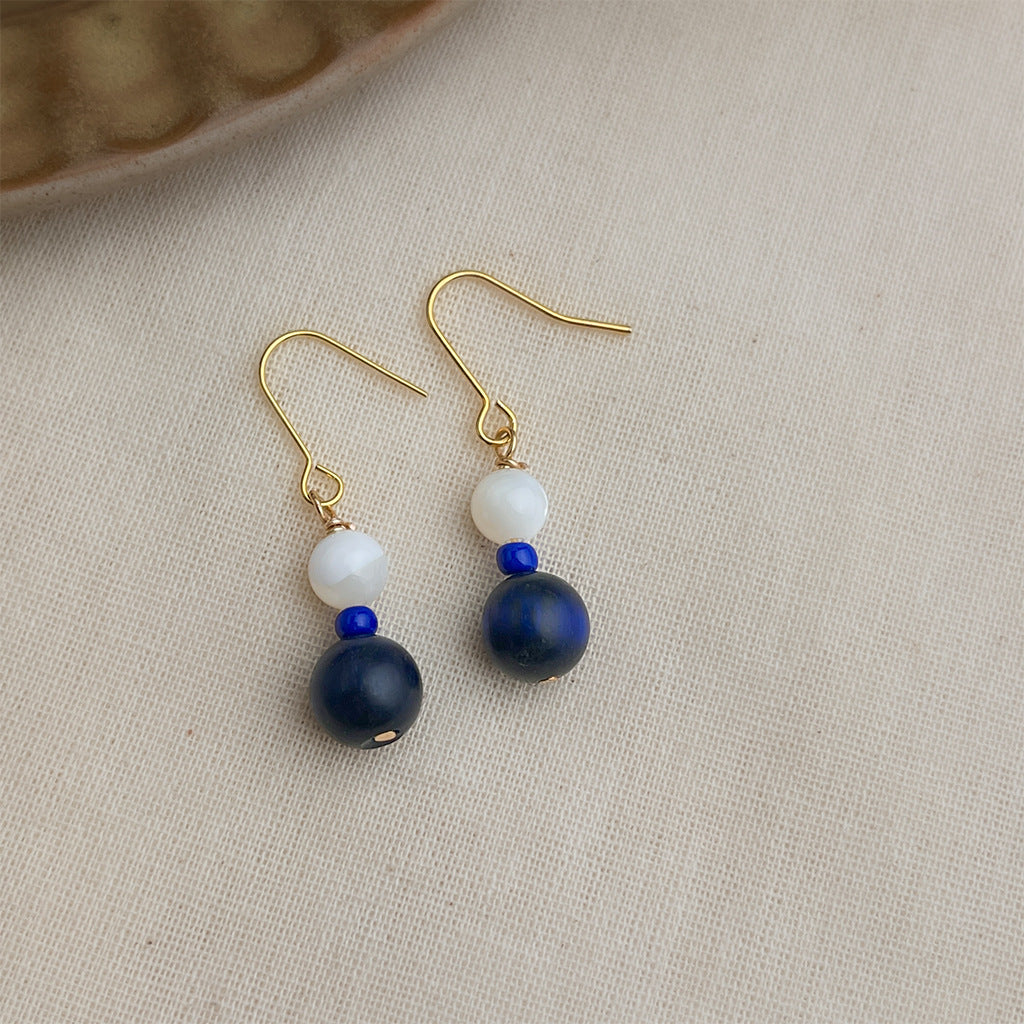 Shell & Sky - 14K Gold-Plated Shell and Lapis Drop Earrings