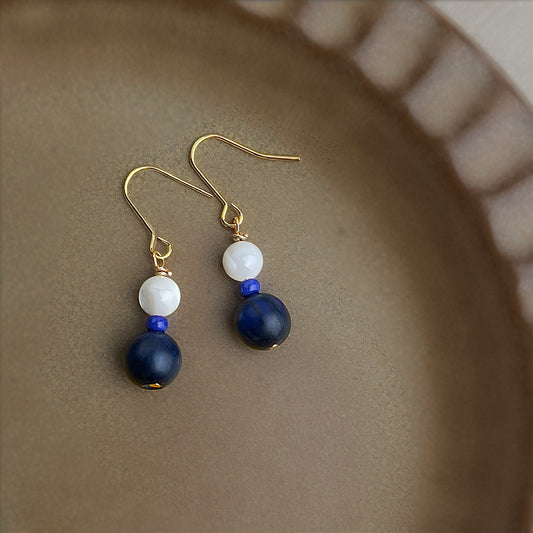 Shell & Sky - 14K Gold-Plated Shell and Lapis Drop Earrings