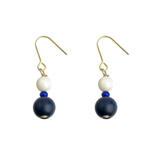 Shell & Sky - 14K Gold-Plated Shell and Lapis Drop Earrings