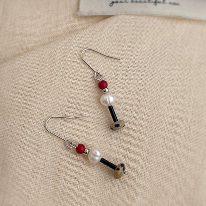 Pearl Path - White-Gold-Tone-Plated Freshwater Pearl and Stone Drop Earrings