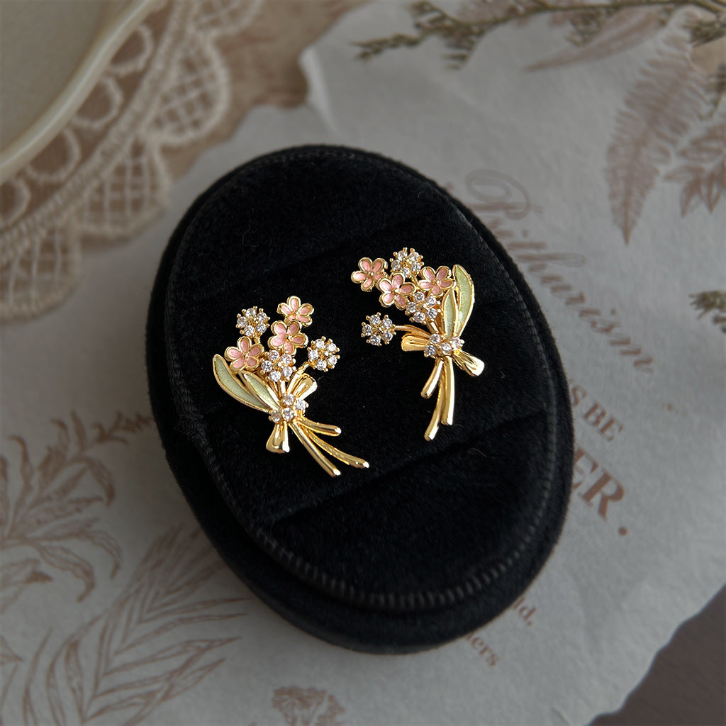 Pocket Bouquet - 14K Gold-Plated Enamel Bouquet Stud Earrings