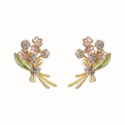 Pocket Bouquet - 14K Gold-Plated Enamel Bouquet Stud Earrings