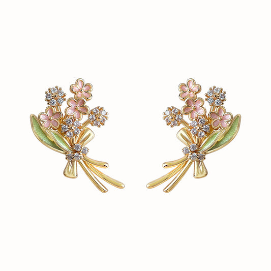 Pocket Bouquet - 14K Gold-Plated Enamel Bouquet Stud Earrings
