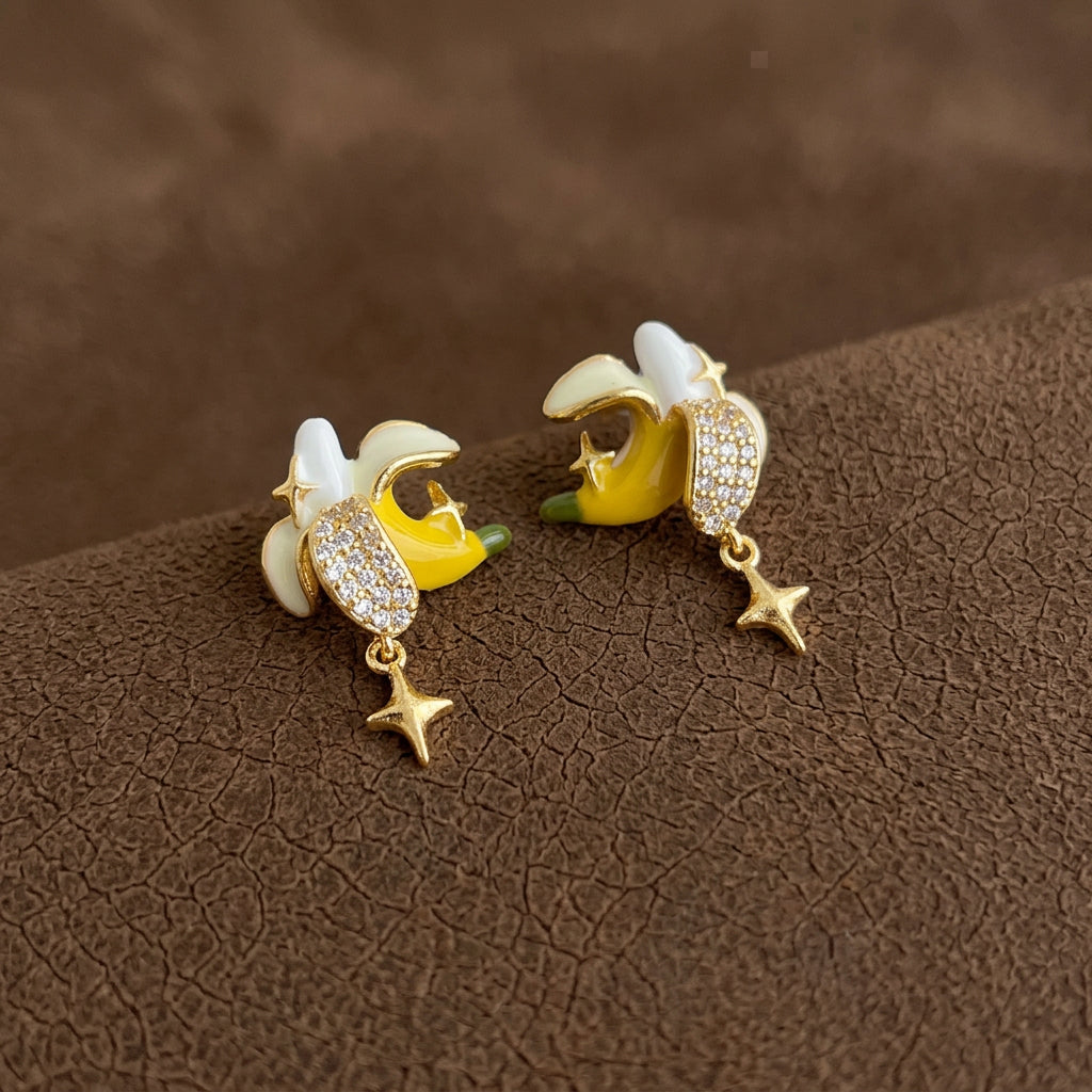 Mellow Yellow - 14K Gold-Plated Enamel Banana Stud Earrings