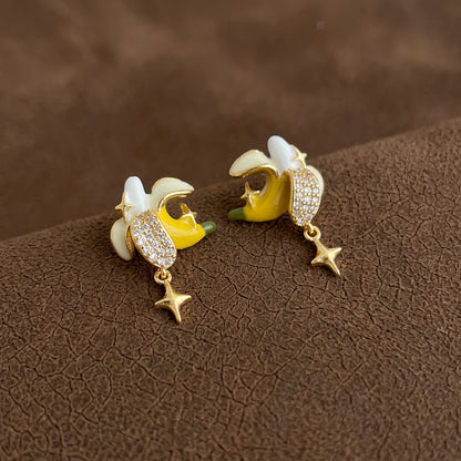Mellow Yellow - 14K Gold-Plated Enamel Banana Stud Earrings