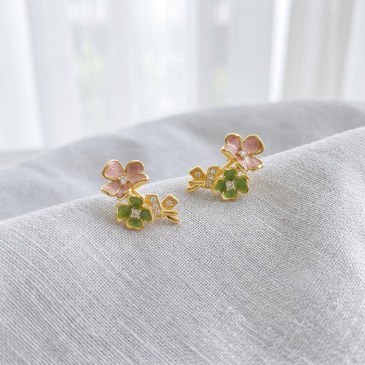 Posy - 18K Gold-Plated Enamel Floral Stud Earrings