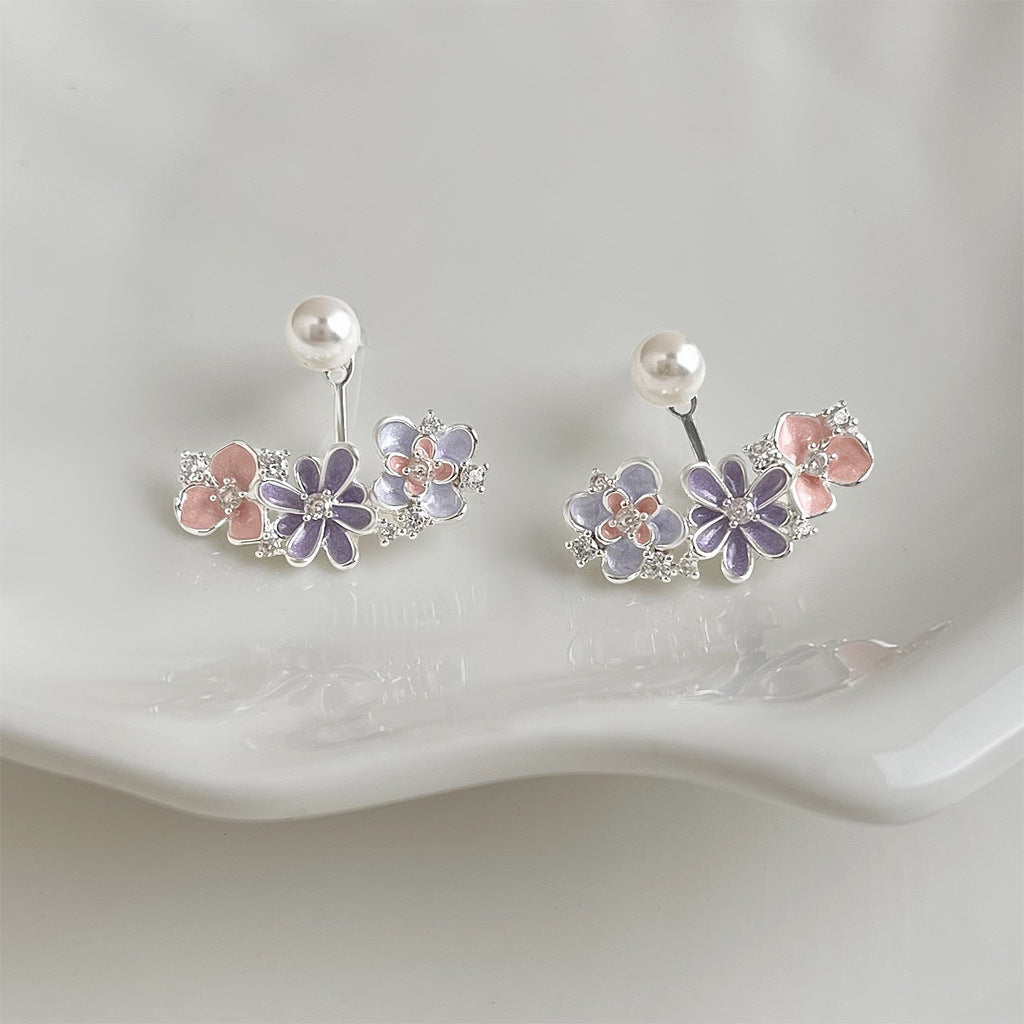 Young Grace - 14K Gold-Plated Enamel Floral Pearl Earrings