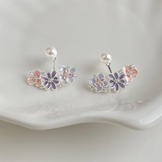 Young Grace - 14K Gold-Plated Enamel Floral Pearl Earrings