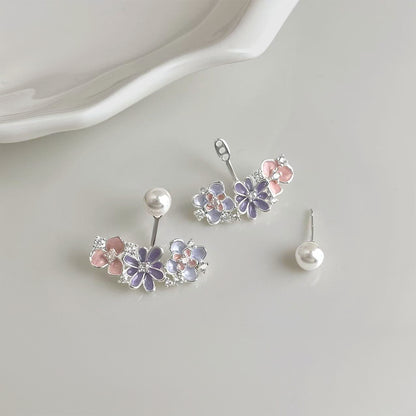 Young Grace - 14K Gold-Plated Enamel Floral Pearl Earrings
